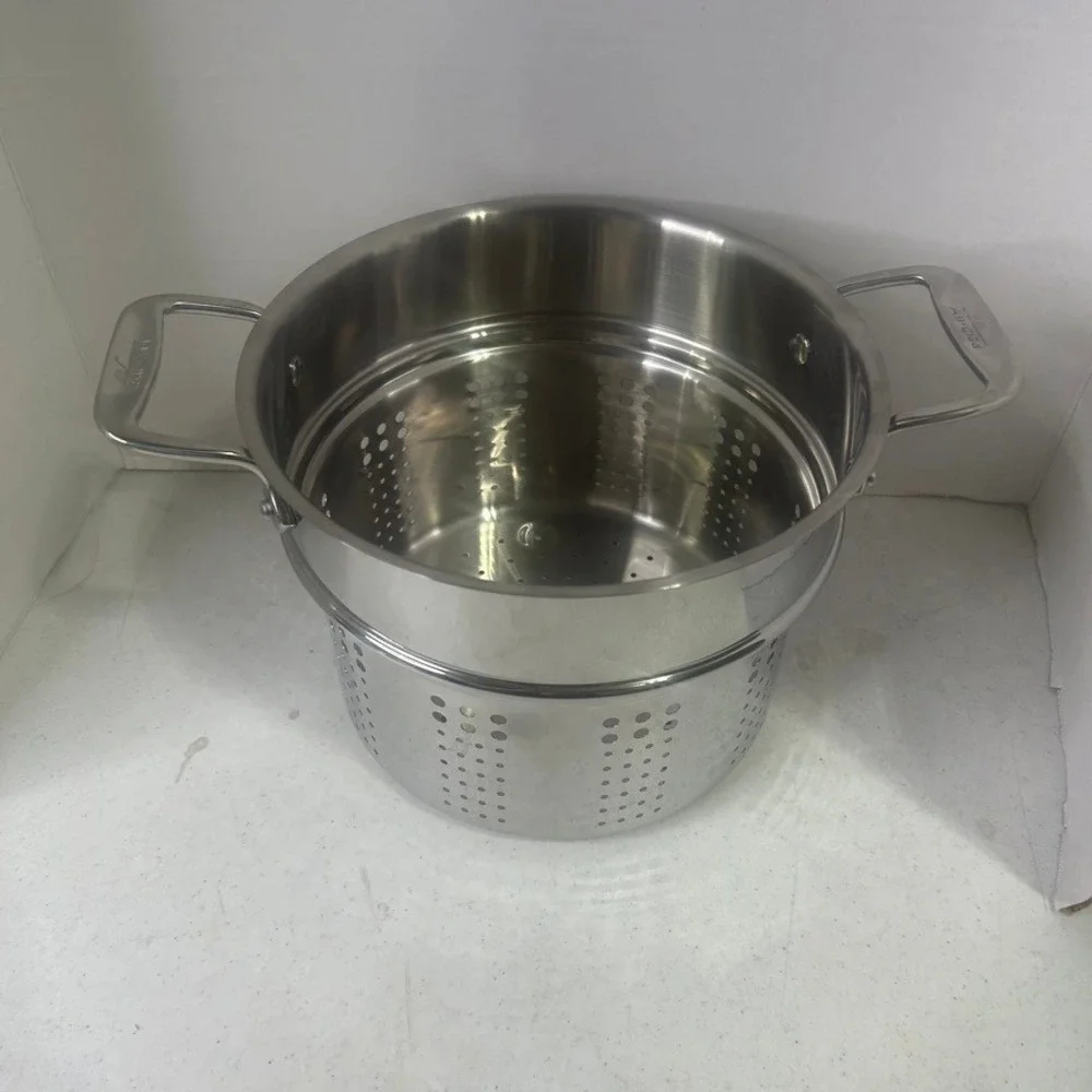 All-Clad Stainless Steel Pasta Pentola Insert Perforated Steamer Basket Silver